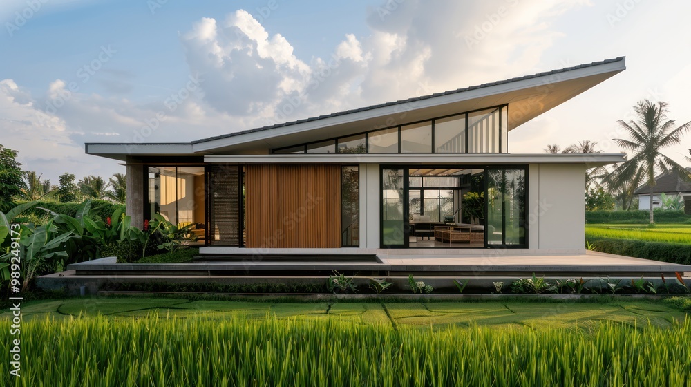 Modern Villa with Rice Paddy View