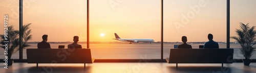 Minimalistic Airport Lounge with Sunset View