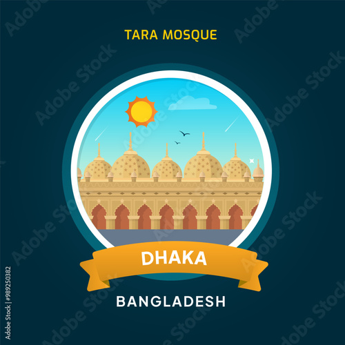 Bangladesh Landmark Badge Tara Mosque