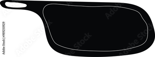 Cutting board silhouette. Wood chopping board shape, wooden kitchen tool icon for restaurant menu design. Vector icon on white background