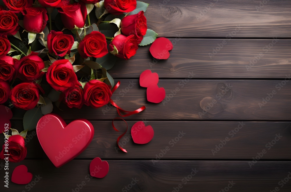 Romantic Valentine's Day Background with Roses and Hearts Romantic Valentine's Day Background with Roses and Hearts
