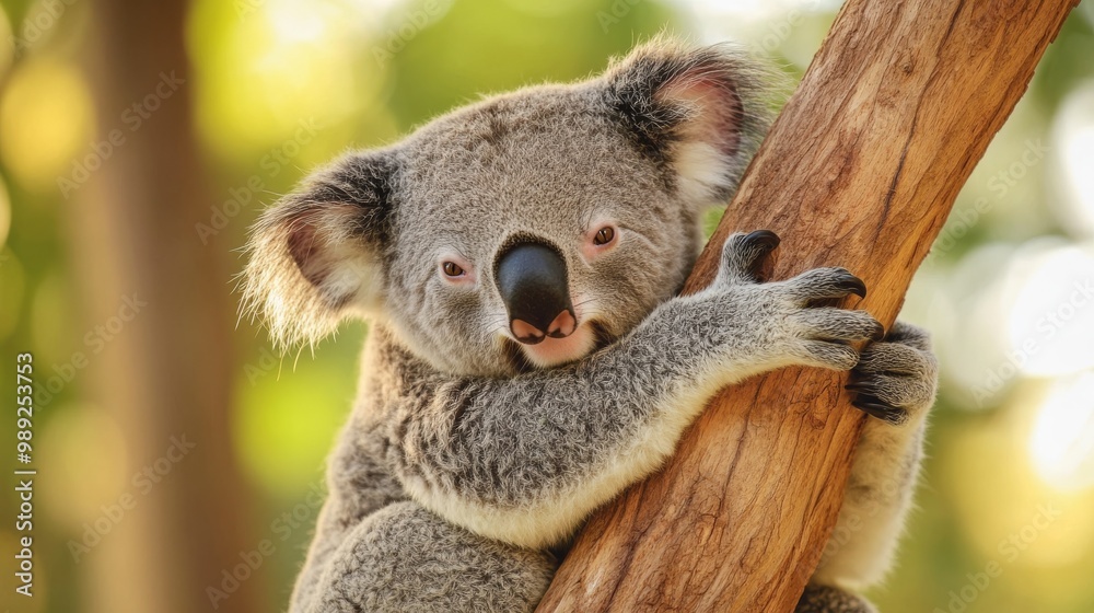 Naklejka premium cute koala on tree branch in australia
