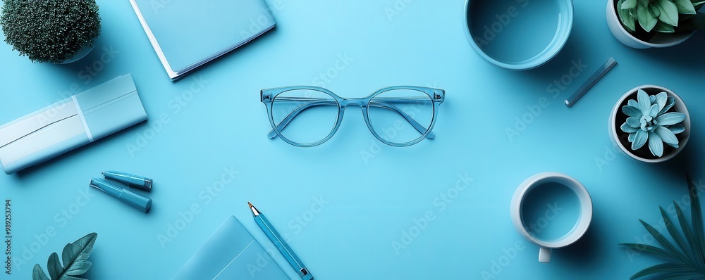 Digital storytelling flat design top view narrative 3D render Complementary Color Scheme