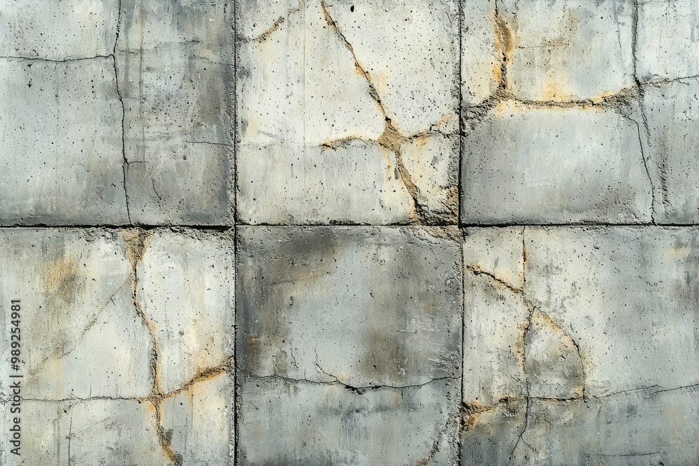 Obraz premium A Close-Up of a Gray Concrete Wall with Cracks and Imperfections