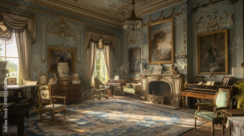 Elegant Blue Room Interior