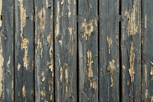 Weathered Wooden Planks with Peeling Black Paint