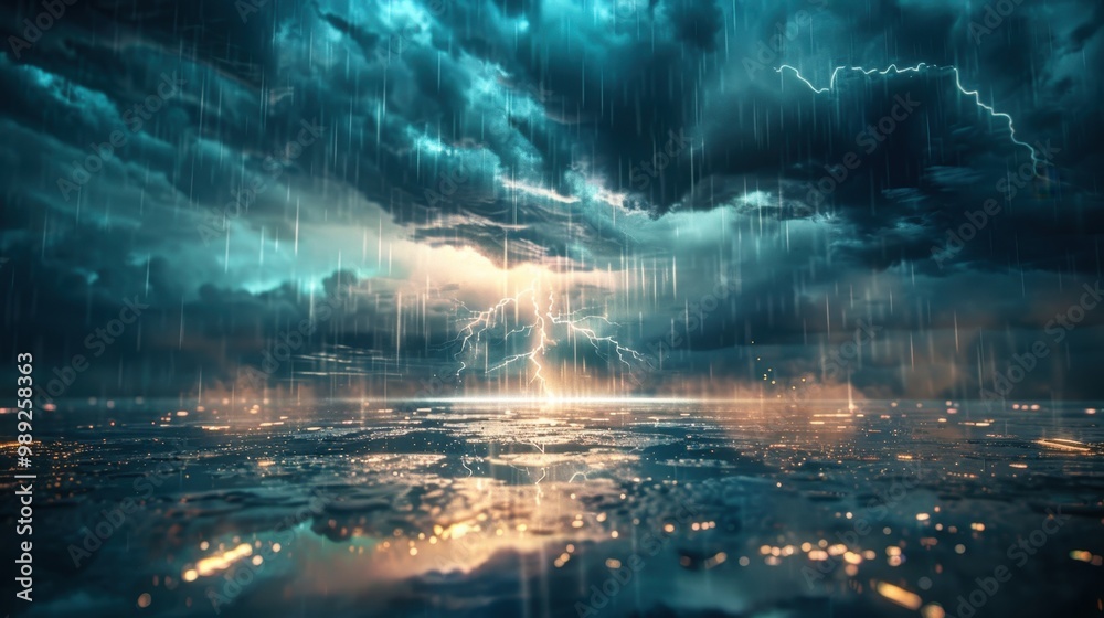 The abstract storm is a captivating sight. Lightning and rain add to the dramatic atmosphere. The abstract storm is a captivating sight. Lightning and rain add to the dramatic atmosphere.