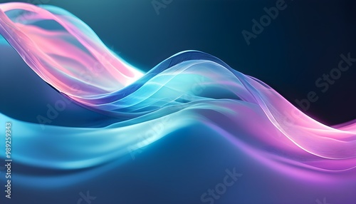 Radiant abstract waves in vibrant blue and purple hues bathed in soft illumination