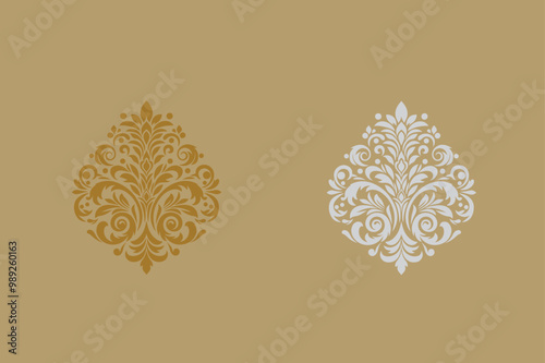 Damask graphic ornament vector, wedding card design element, card design ,printed design