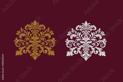 Damask graphic ornament vector, wedding card design element, card design ,printed design