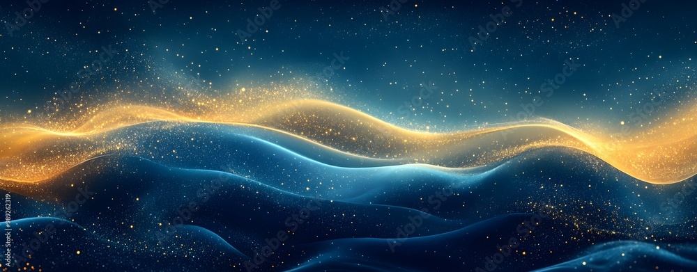 Abstract Gradient Background with Blue and Gold Waves Abstract Gradient Background with Blue and Gold Waves