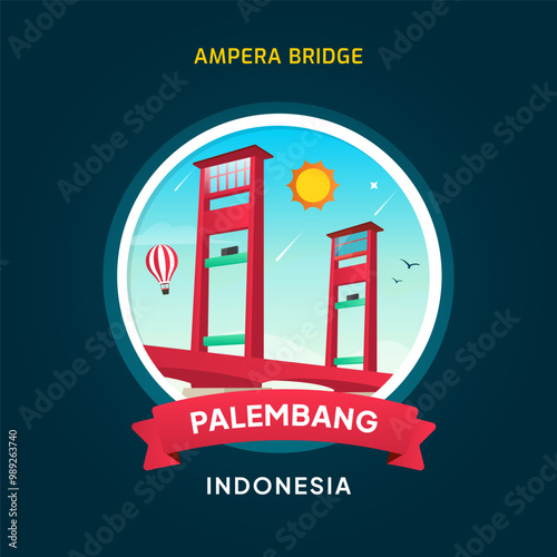 Indonesia Landmark Palembang, Ampera Bridge photo