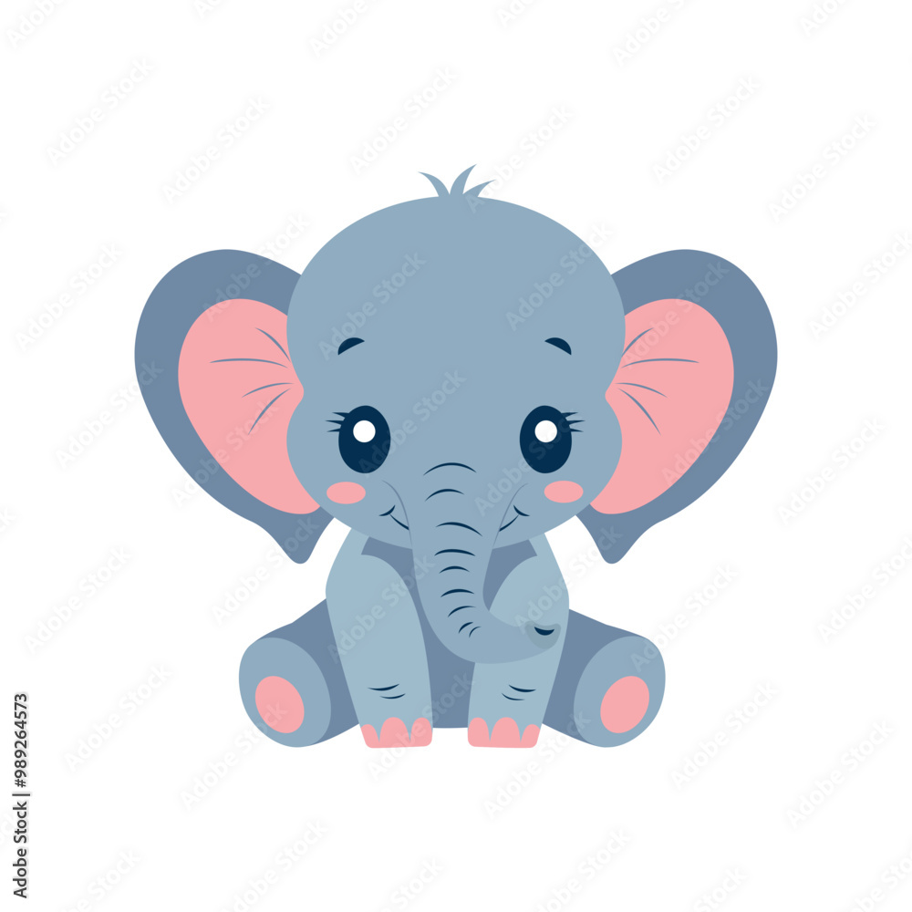 Cute image of a baby elephant sitting on a white background. Vector Cute image of a baby elephant sitting on a white background. Vector