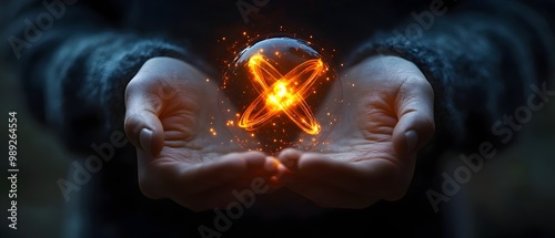 Visually depicting the intense energy release and conversion of atomic power during a nuclear fission reaction with a and scientific concept showcasing the sphere of light heat