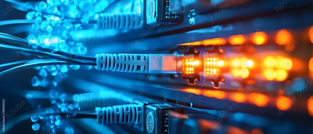 Fiber Optic Infrastructure Powering High Speed Data Transfer in Modern Telecommunication Networks Photography Concept with Copy Space for Text Fiber Optic Infrastructure Powering High Speed Data Transfer in Modern Telecommunication Networks Photography Concept with Copy Space for Text
