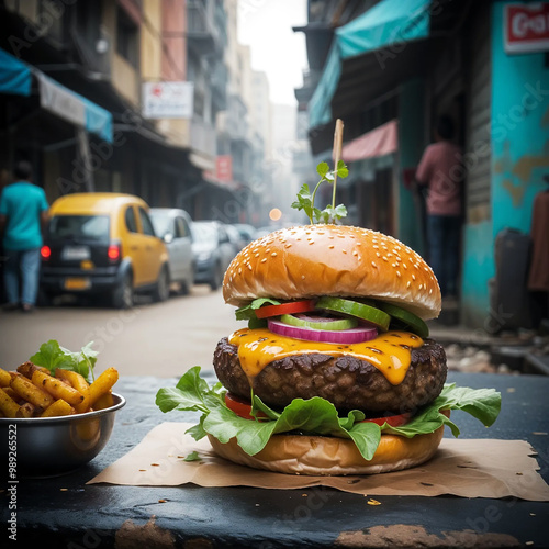 burger and fries