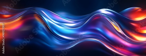 Abstract Holographic Wave Design with Iridescent Colors