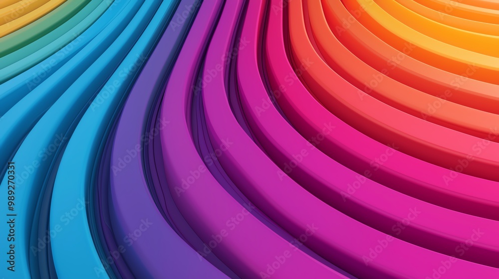 Vibrant dreamscape, swirling rainbow hues, 3D illustration