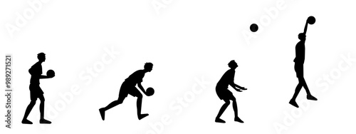 volleyball player, man playing volleyball, vector silhouette.