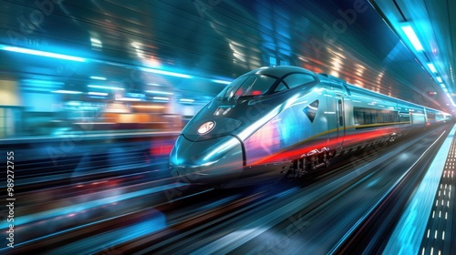 High-Speed Train in Motion