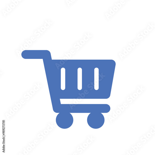 Blue shopping cart. Shopping cart icon. Flat vector illustration.