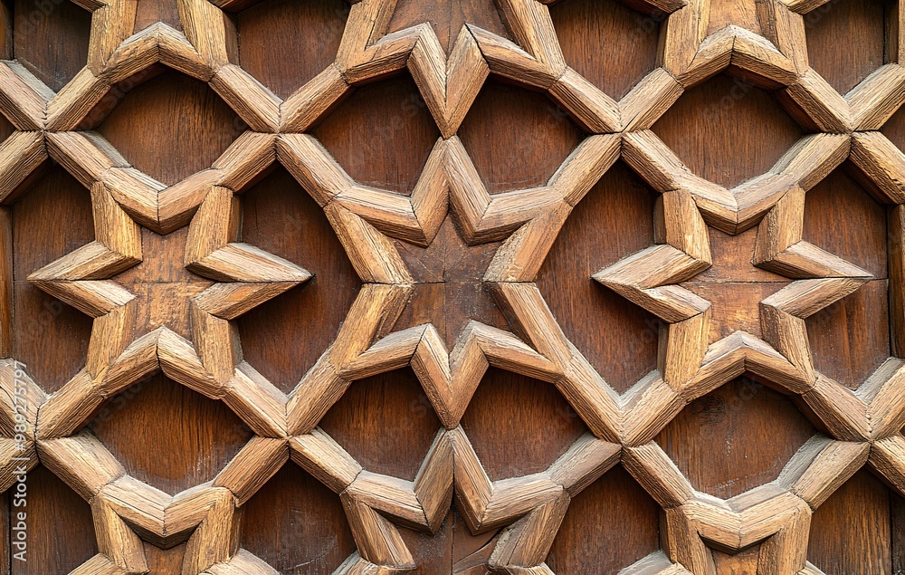 Intricate Wooden Star Pattern Islamic Art
