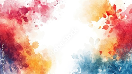 Vibrant watercolor floral background with abstract colors photo