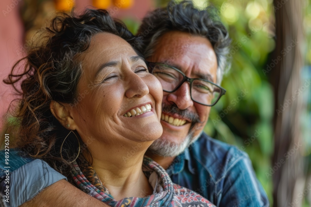 Portrait of a glad latino couple in their 50s planning a future together Portrait of a glad latino couple in their 50s planning a future together