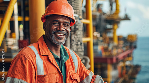 Worker smiling in safety gear at site