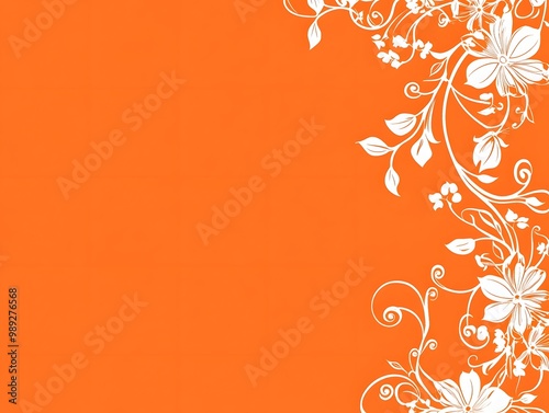 Orange Background with White Floral Border photo