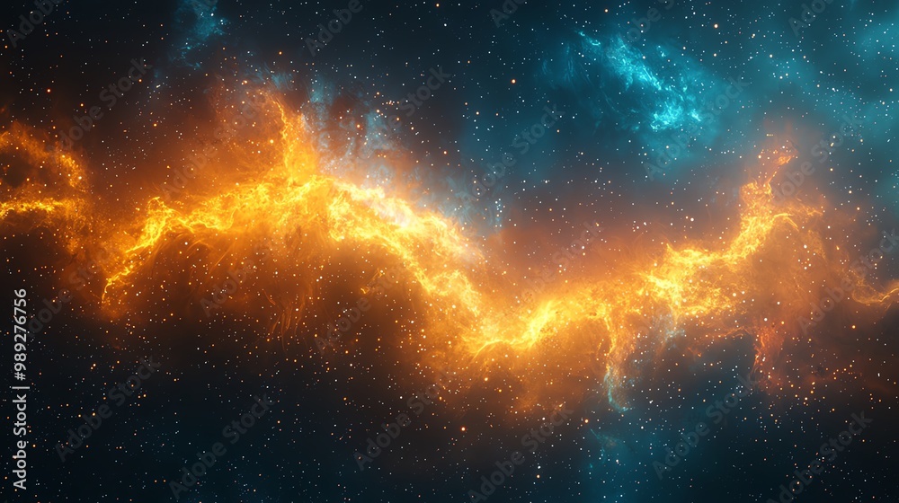 Cosmic realm, mystical galaxies, glowing fog, 3D illustration Cosmic realm, mystical galaxies, glowing fog, 3D illustration