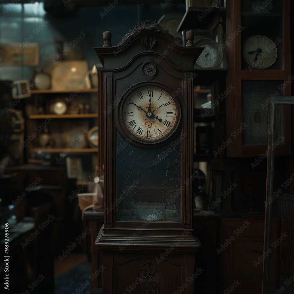 Antique tall clock on beautiful background Antique tall clock on beautiful background