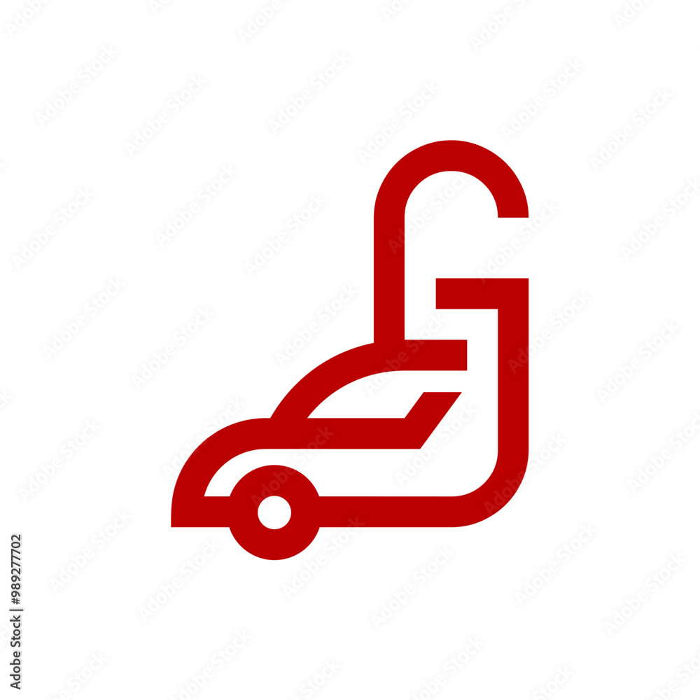 a logo combination of a letter or alphabet or number with car in red color a logo combination of a letter or alphabet or number with car in red color