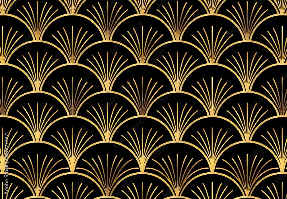 Art Deco Geometric Seamless Pattern - Black Gold