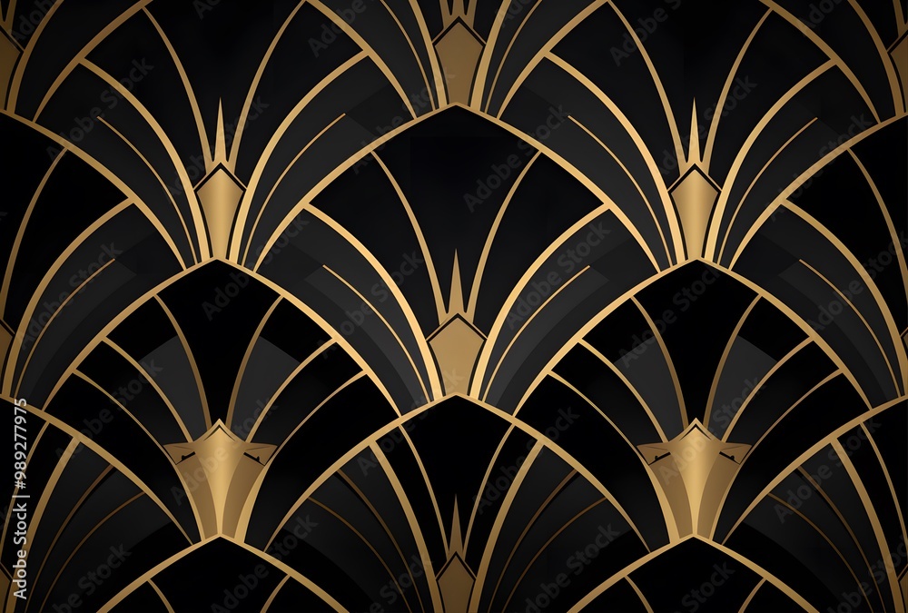 Art Deco Geometric Pattern Black Gold Art Deco Geometric Pattern Black Gold
