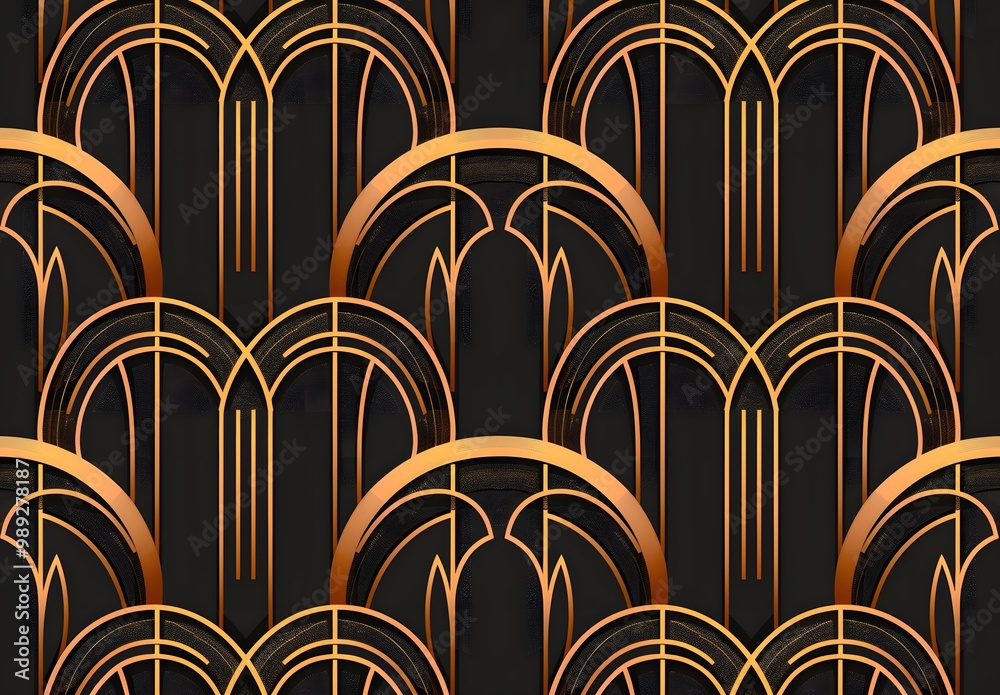 Art Deco Geometric Seamless Pattern Gold Art Deco Geometric Seamless Pattern Gold