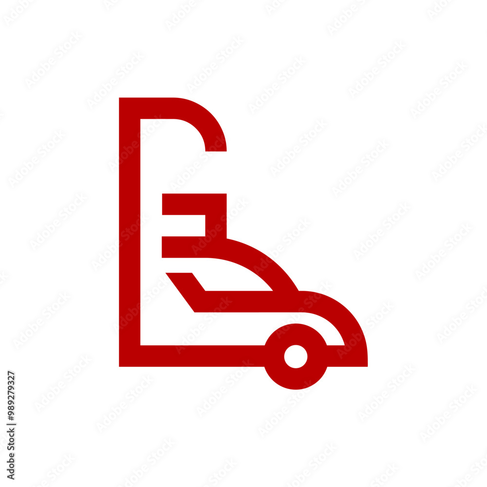a logo combination of a letter or alphabet or number with car in red color a logo combination of a letter or alphabet or number with car in red color