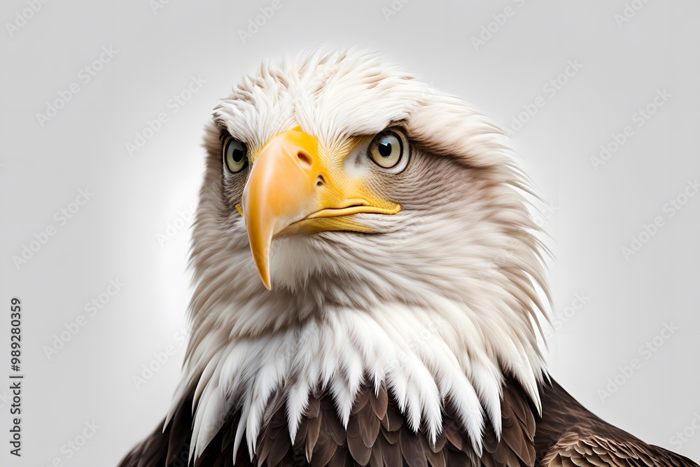 Fototapeta premium Bald eagle bird on white background, AI Generated