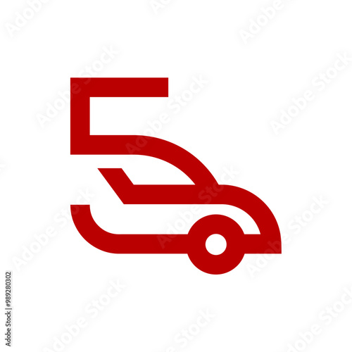 a logo combination of a letter or alphabet or number with car in red color