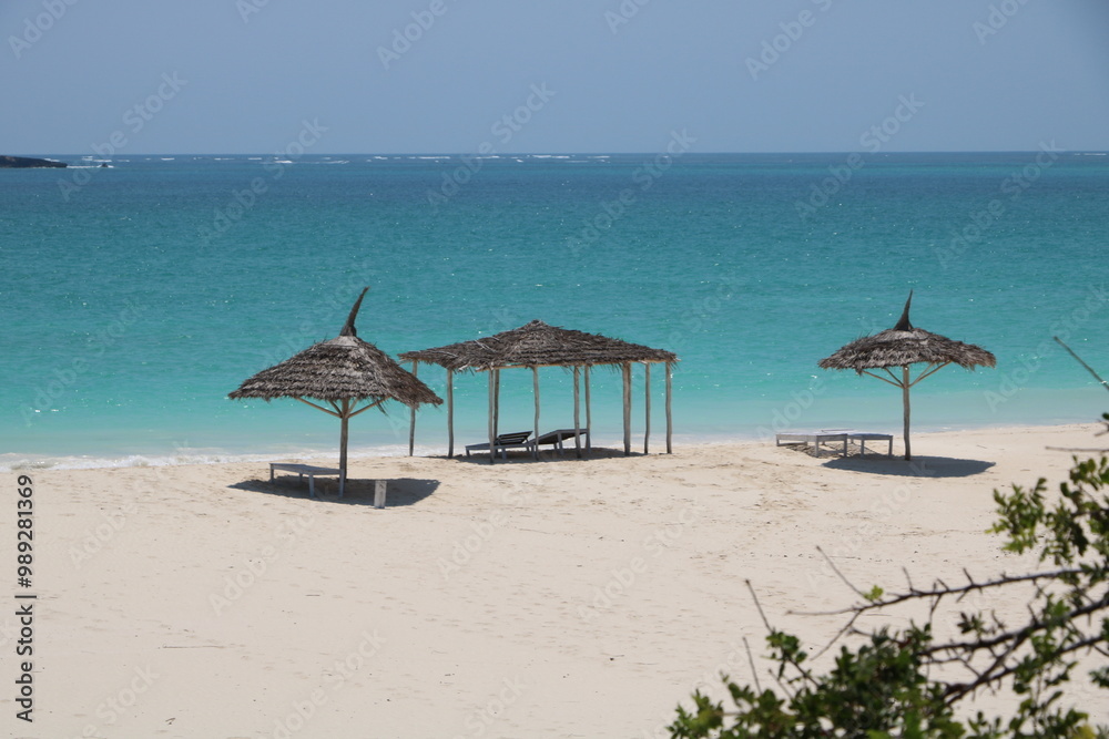 White sandy paradise beach with clear blue sea to relax on vacation in Madagascar, Africa White sandy paradise beach with clear blue sea to relax on vacation in Madagascar, Africa