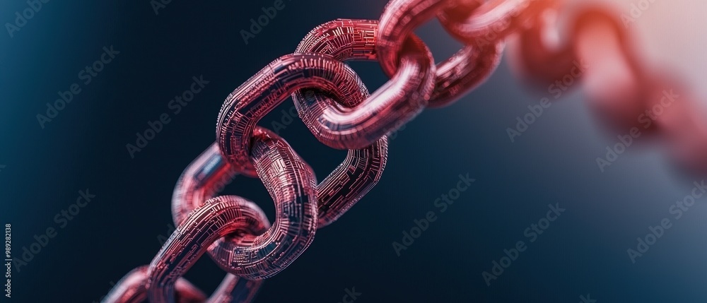 Obraz premium Abstract Technology Chain Links on Blue Background