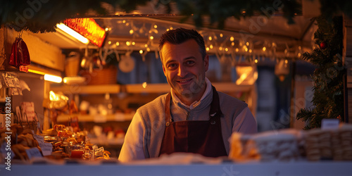 Salesman at Christmas Market