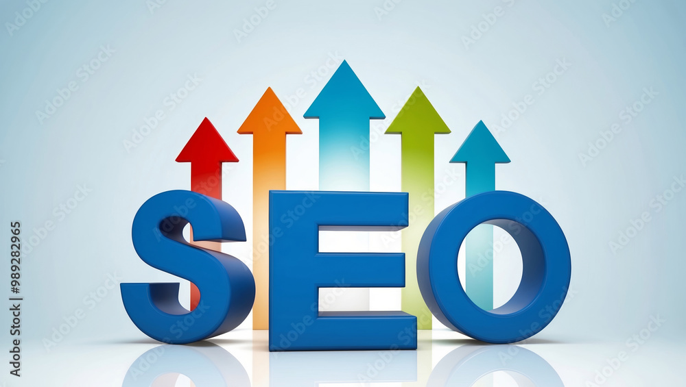 SEO optimization with colorful upward arrows SEO optimization with colorful upward arrows