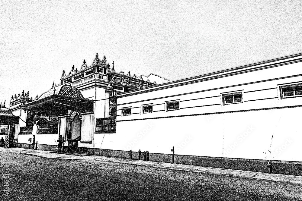 Fototapeta premium Digital Art - Chettinadu Style Heritage Homes in Karaikudi, Pallathur, Athangudi & Kothamangalam are the most lavish & exquisite architectural beauty. This beautiful edifice situated at Chettinad regi