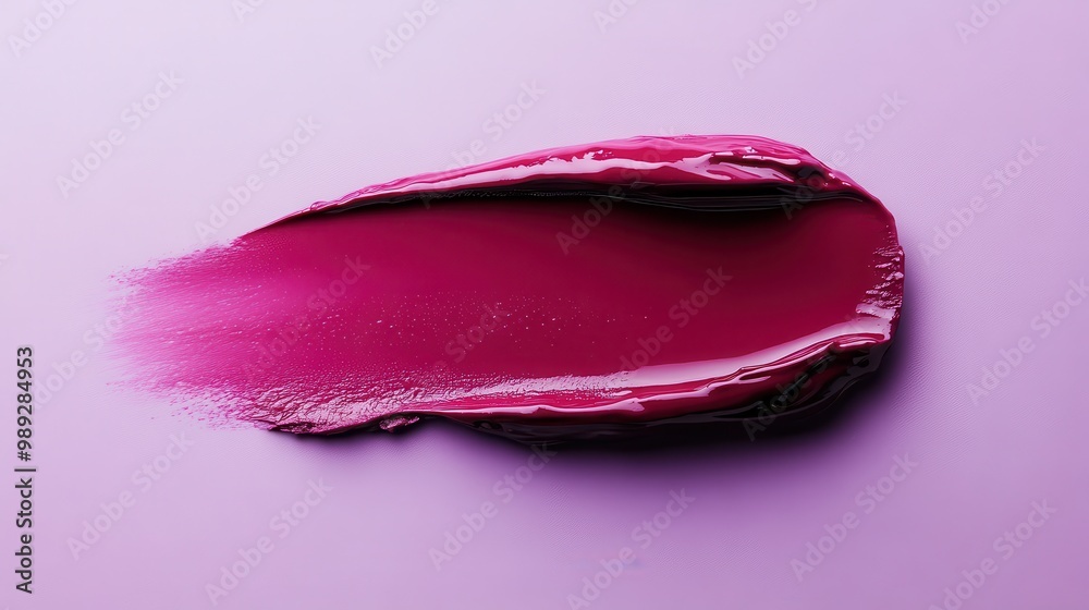 Glossy Berry Lipstick Stroke on Pink Background Glossy Berry Lipstick Stroke on Pink Background