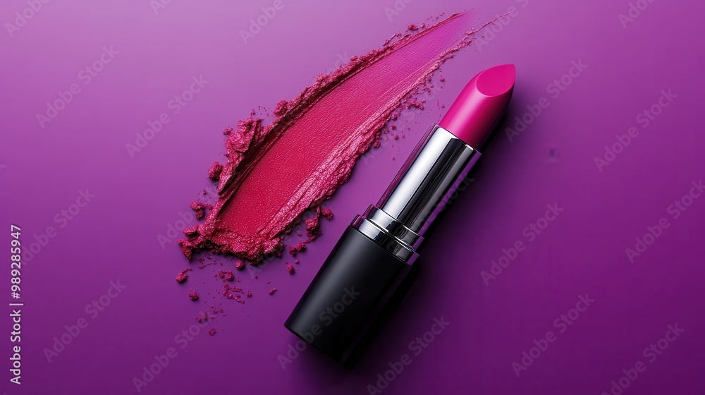 Vibrant Berry Lipstick on Bright Purple Background Vibrant Berry Lipstick on Bright Purple Background