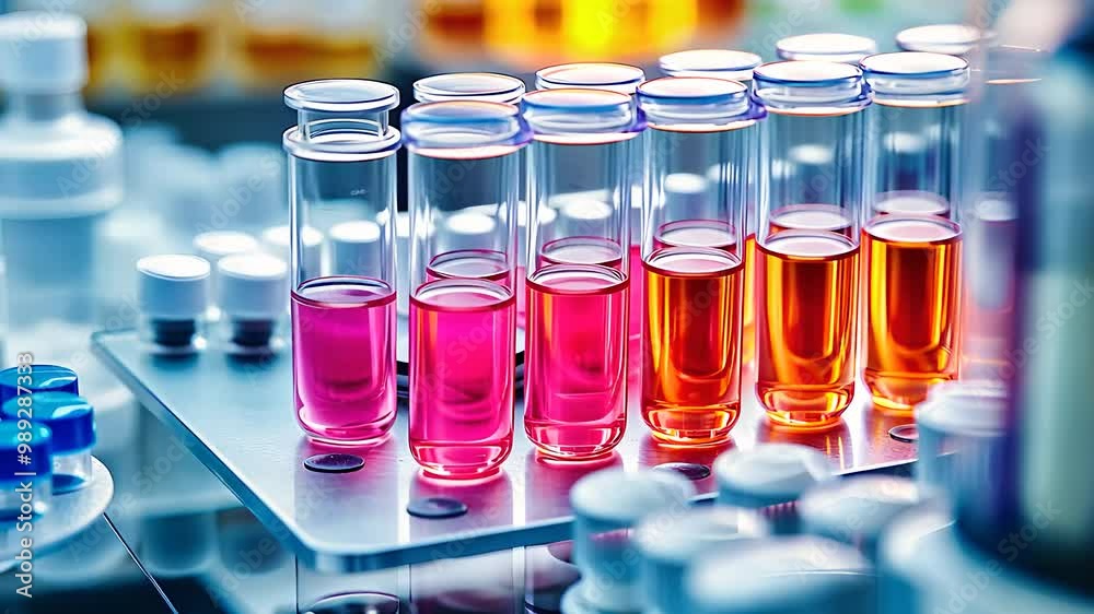 Test tubes filled with colorful liquids in a laboratory, emphasizing scientific research, chemical analysis, and innovative medical experiments.
Test tubes filled with colorful liquids in a laboratory, emphasizing scientific research, chemical analysis, and innovative medical experiments.