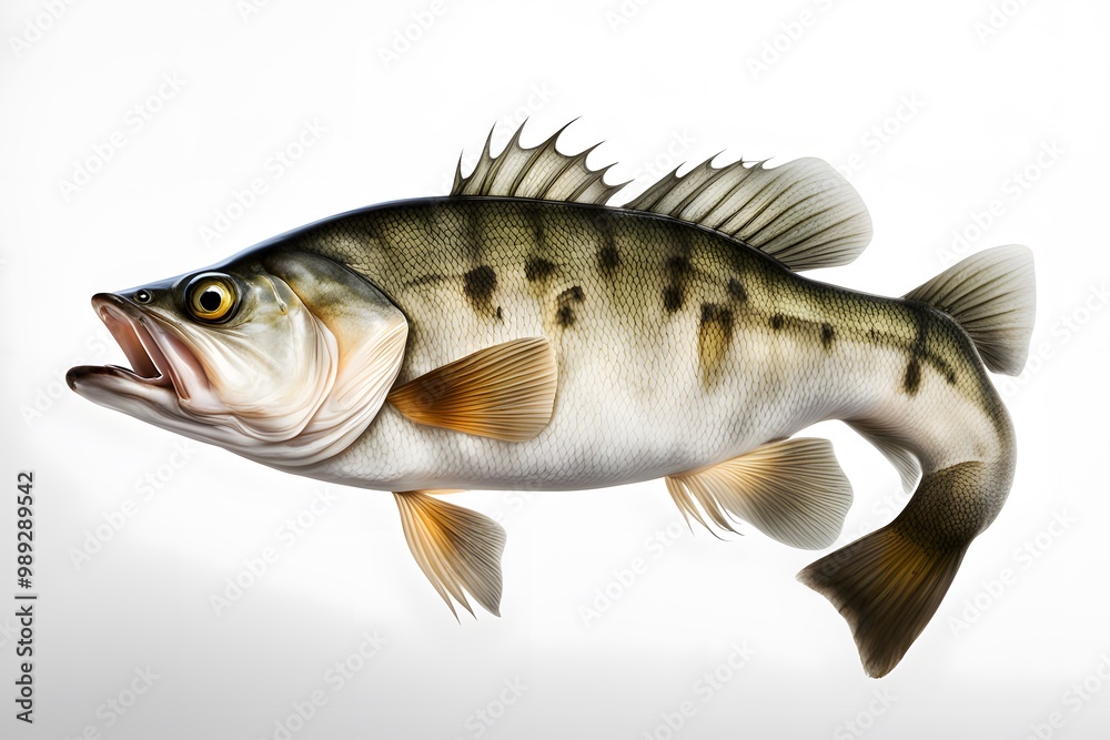 Bass fish on white background, AI generated Bass fish on white background, AI generated