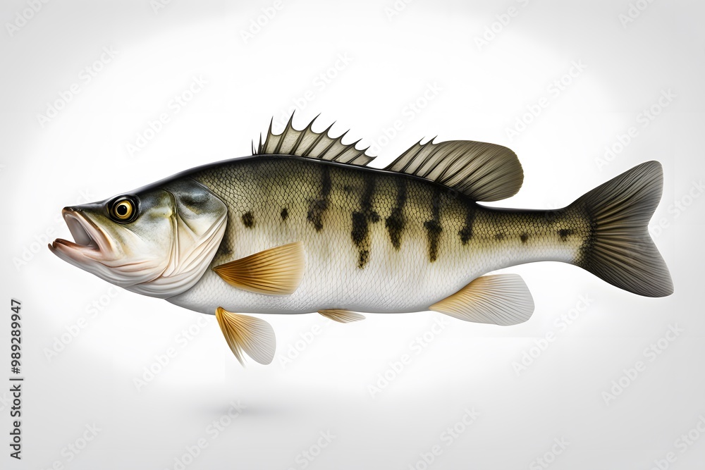 Bass fish on white background, AI generated Bass fish on white background, AI generated