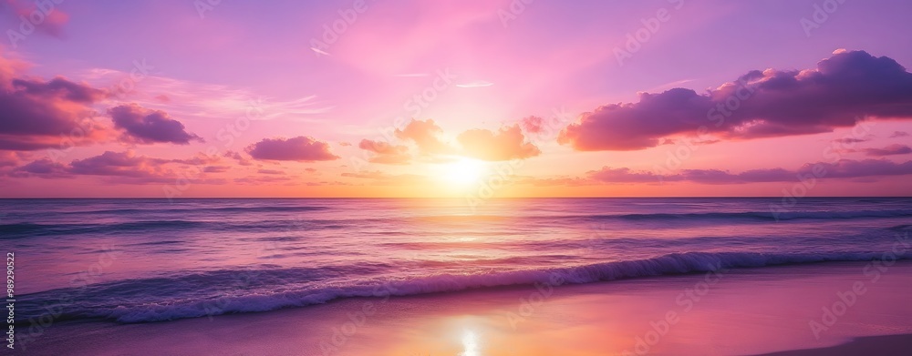 Purple Sunset Over Ocean Beach Purple Sunset Over Ocean Beach